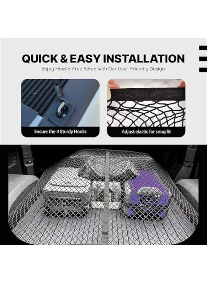 48x48 Heavy Duty Cargo Net with Stretchable Bungee and Adjustable Hooks for Truck Bed, Car, SUVs, and Trucks - Black - Image 4