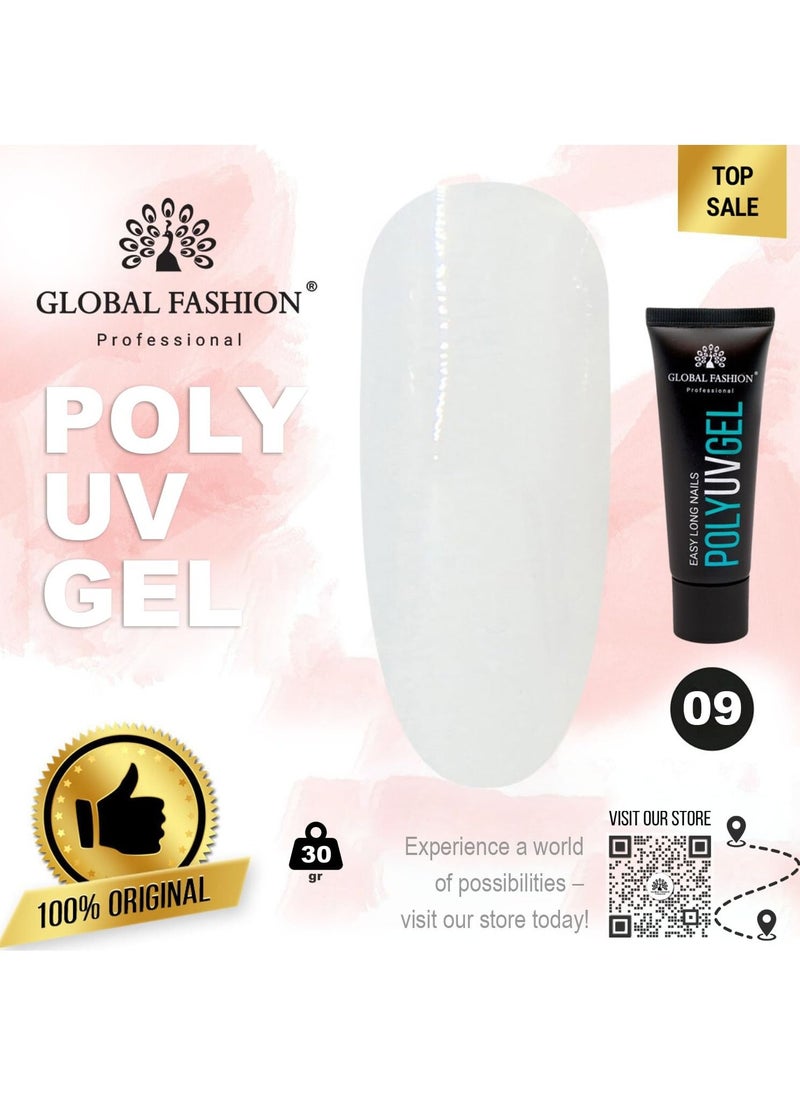 GLOBAL FASHION - Global Fashion Poly UV Gel: Long-Lasting, Durable, and Easy-to-Use Nail Enhancements | (09) TRANSPARENT - Image 1