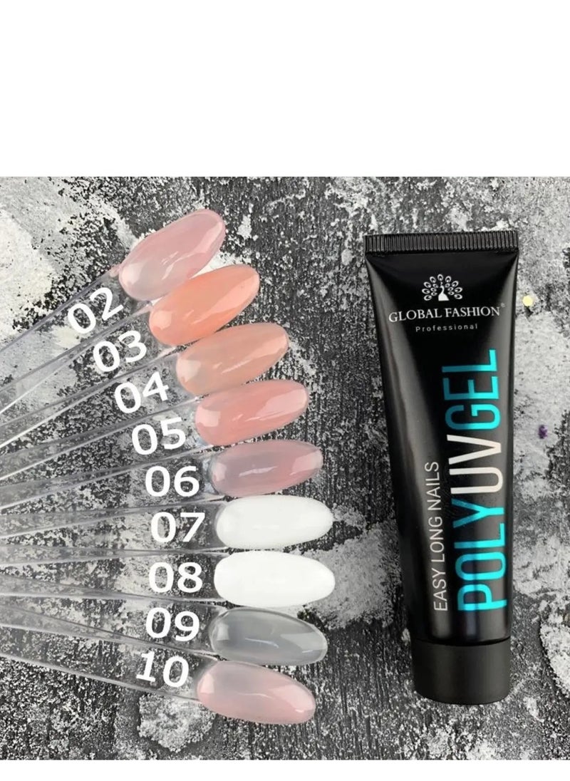GLOBAL FASHION - Global Fashion Poly UV Gel: Long-Lasting, Durable, and Easy-to-Use Nail Enhancements | (09) TRANSPARENT - Image 1