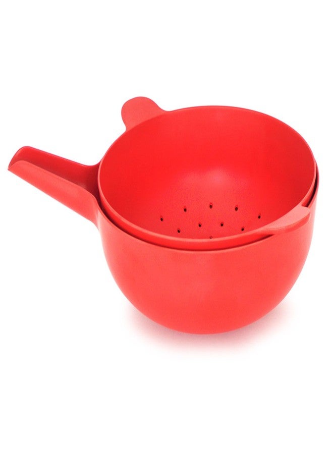 EKOBO Large Mixing Bowl and Colander Set Tomato - 135 oz BPA-Free Eco-Composite - Nesting Kitchen Mixing Bowls for Washing Mixing Serving - Dishwasher Safe Essential Bowl Set - Image 1