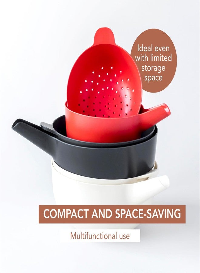 EKOBO Large Mixing Bowl and Colander Set Tomato - 135 oz BPA-Free Eco-Composite - Nesting Kitchen Mixing Bowls for Washing Mixing Serving - Dishwasher Safe Essential Bowl Set - Image 4