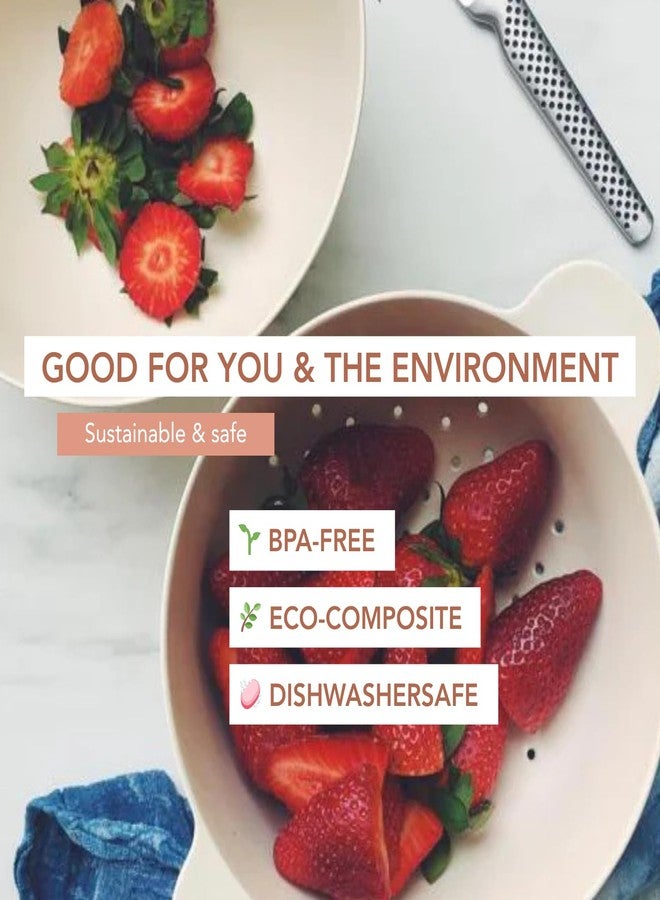 EKOBO Large Mixing Bowl and Colander Set Tomato - 135 oz BPA-Free Eco-Composite - Nesting Kitchen Mixing Bowls for Washing Mixing Serving - Dishwasher Safe Essential Bowl Set - Image 5