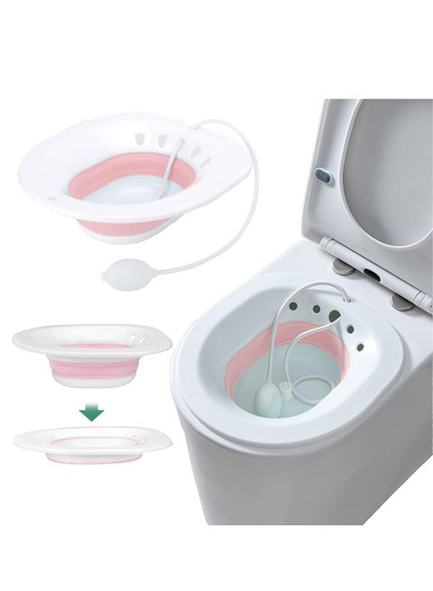 Sitz Baths for Toilet Seat, Sitz Bath for Postpartum Care, Sitz Bath for Hemorrhoids with Flusher Pregnant Women Yoni Steam Seat,Soaking Basin for Inflammation Treatment,Fits Universal Toilet