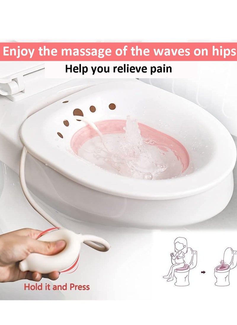 Arabest - Sitz Baths for Toilet Seat, Sitz Bath for Postpartum Care, Sitz Bath for Hemorrhoids with Flusher Pregnant Women Yoni Steam Seat,Soaking Basin for Inflammation Treatment,Fits Universal Toilet - Image 1