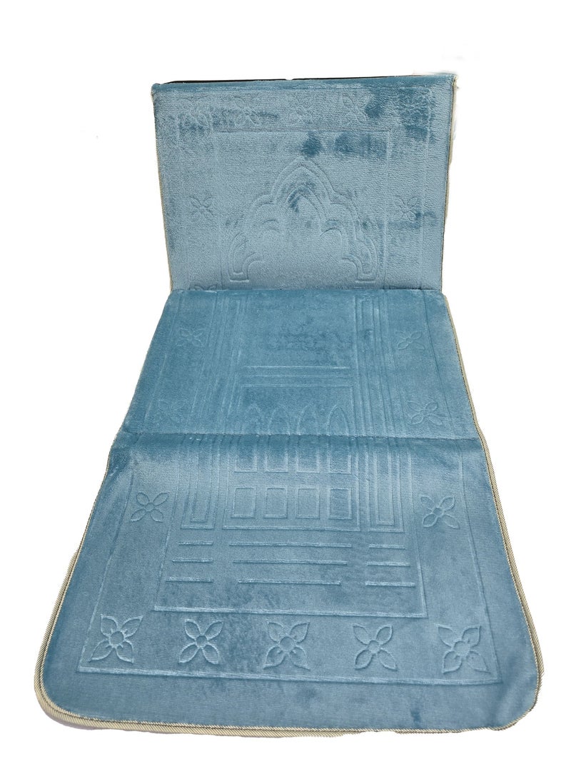 Yuwell 1 Piece Foldable Prayer Mat With Back Support And Carrying Bag Prayer Rug Anti-Slip Velvet Top Islamic Prayer Mat Sajadah Prayer Rug Salah Mat For Men And Women Eid Gift And Ramadan Gift Foldable Prayer Mat And Backrest 2 In 1 Mat 110X55CM Sky Blue  - Image 4