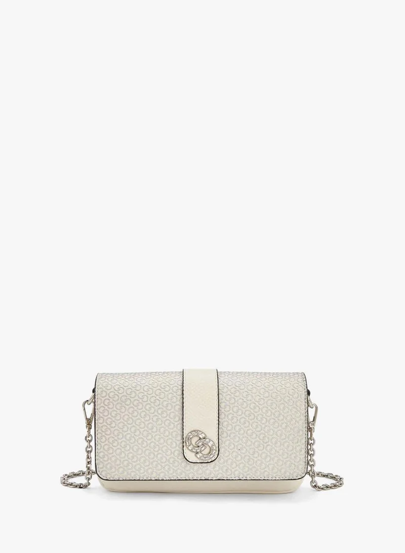 Monogram Print Crossbody Bag With Detachable Chain Strap