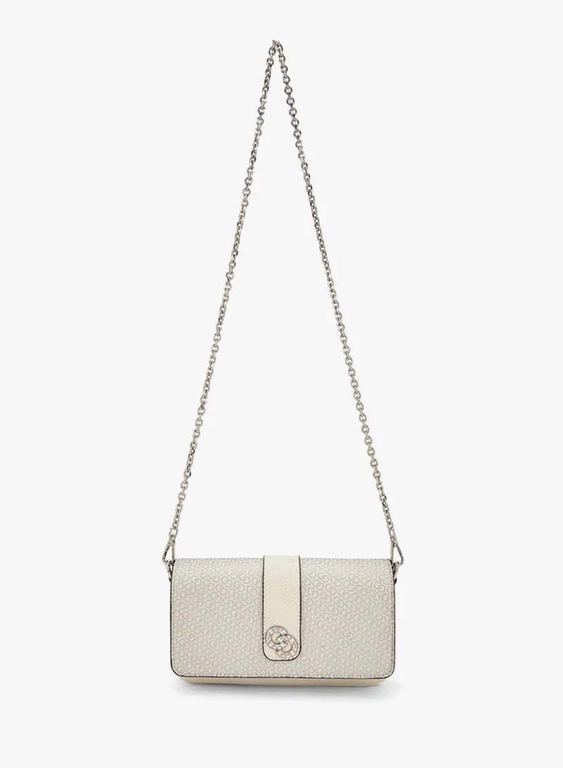 Celeste IVORY Monogram Print Crossbody Bag With Detachable Chain Strap for Women | Best Price UAE