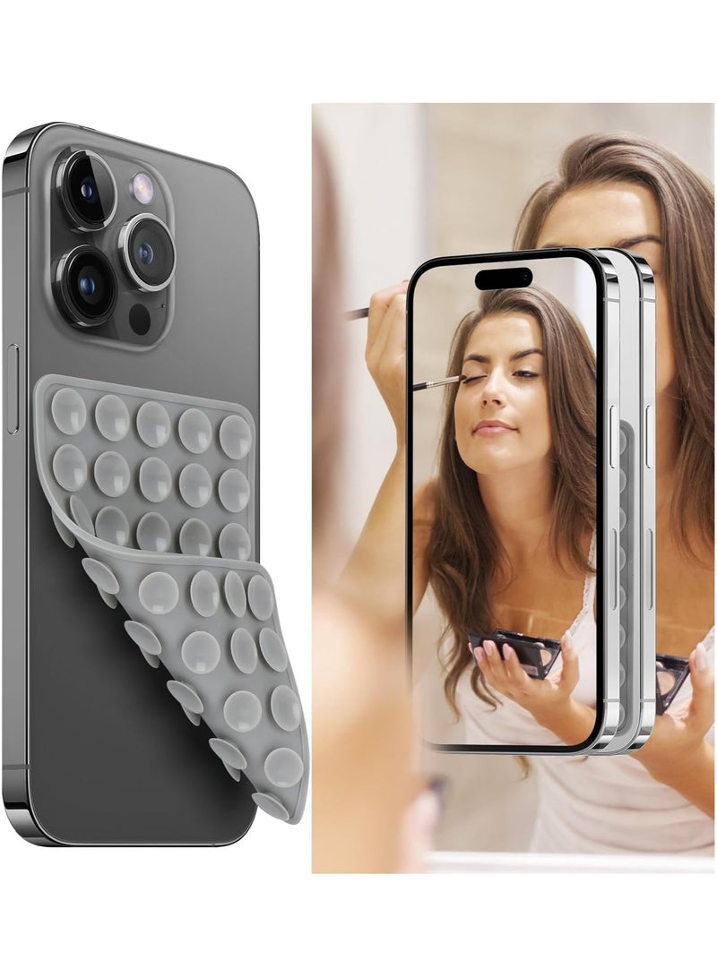 Silicone Suction Cup Phone Case Mount Double Sided, Phone Accessories Hands-Free Strong Grip Holder for Selfies and Videos, Silicon Phone Stand for iPhone and Android (Gray)  - Image 1