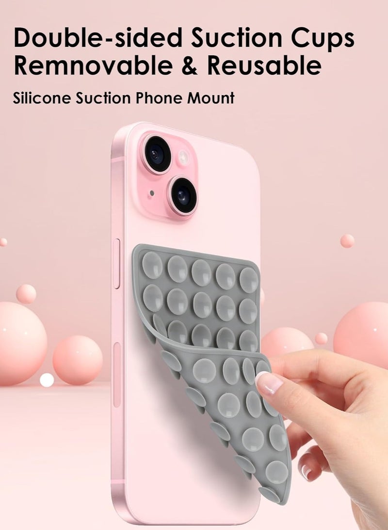 Silicone Suction Cup Phone Case Mount Double Sided, Phone Accessories Hands-Free Strong Grip Holder for Selfies and Videos, Silicon Phone Stand for iPhone and Android (Gray)  - Image 4