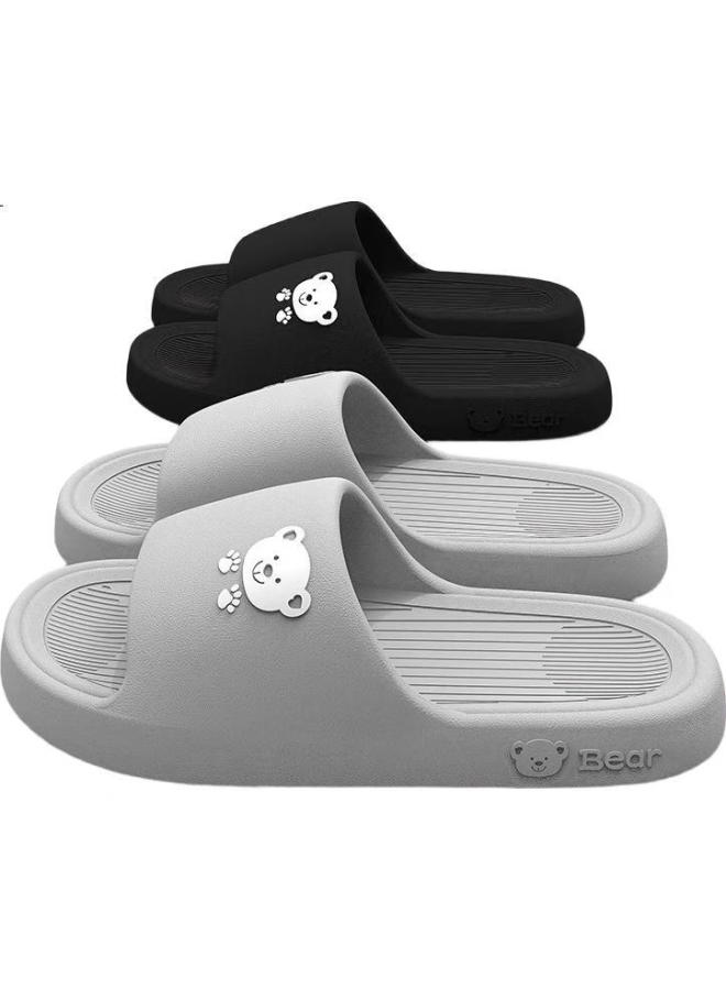 Scarecrow Strawman Couple Thick-Soled Bathroom Slippers For Men And Women Home Indoor Outdoor Shower Thickened Silent Cool Slippers Black 42-43 - Image 2