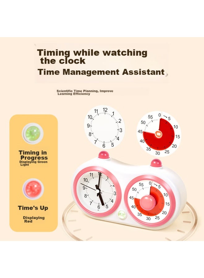 Qt-timer Dual-screen Timer For Children's Learning, New Model, Student Wake-up Specialized, Visual Clock, Alarm Clock, Dual-use Countdown Timer, Time Management Device, Cherry Blossom Pink, Back-to Gift - Image 4