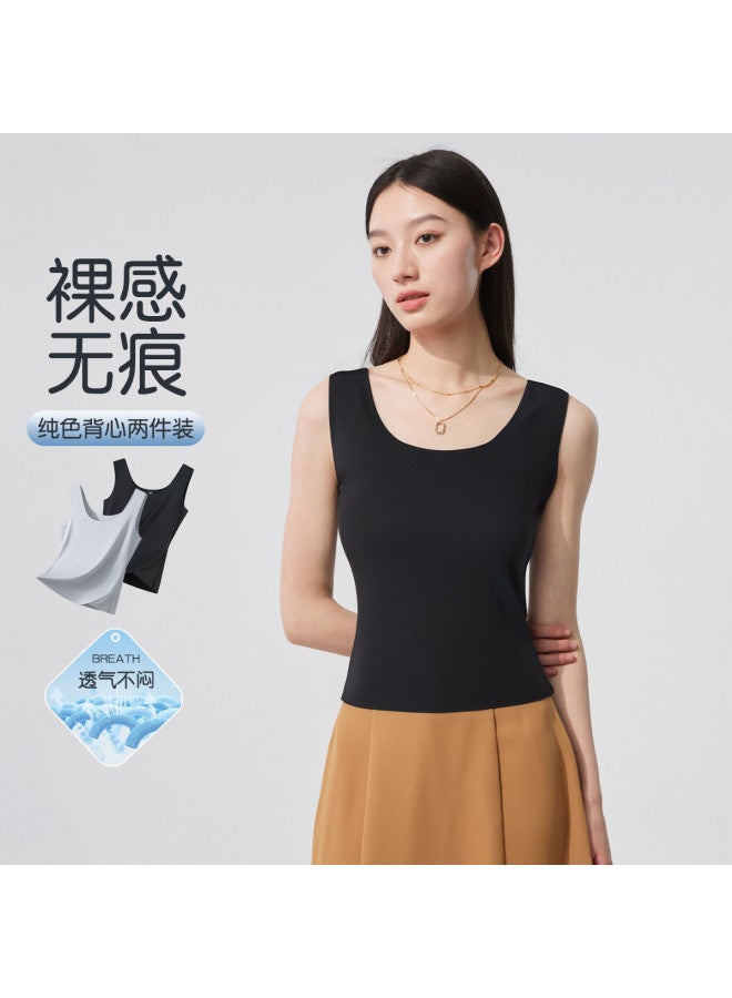 MIIOW 2-Pack Women'S Seamless Camisole Vest, Contour Cut, Sleeveless Tank Top For Layering Or Outerwear - Image 2