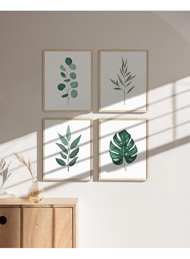 Home Trove Framed Botanical Wall Art - Set Of 4 Tropical Leaf Prints, Sage Green Plant Wall Decor, Minimalist Leaves Art (Beige Frame, 8X10)  - Image 5