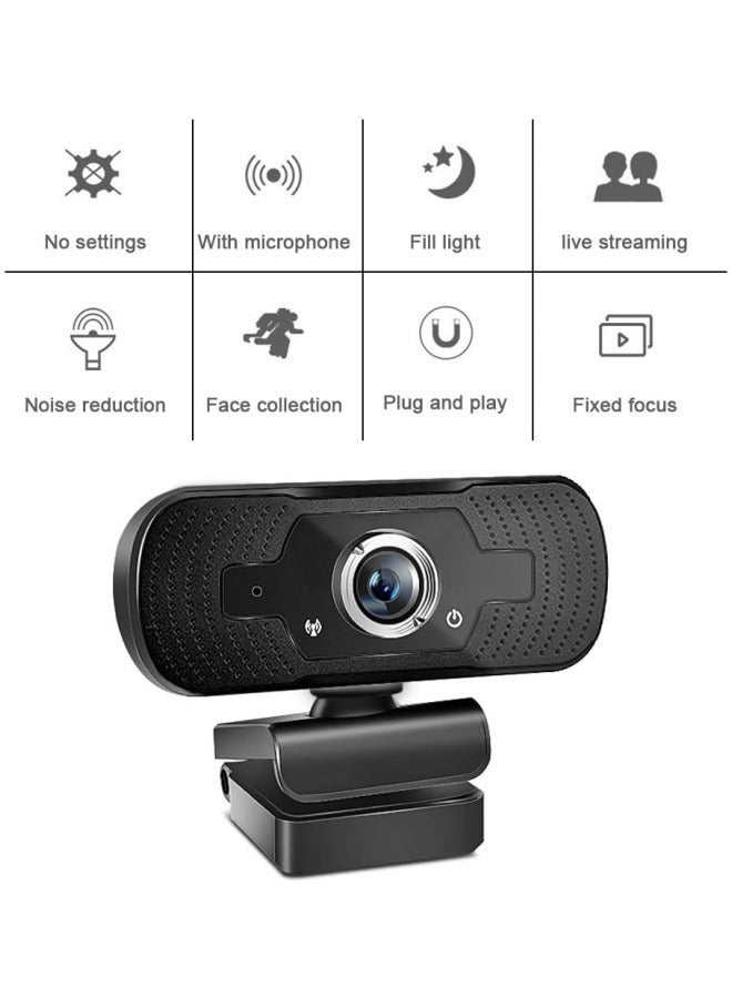 1080P Webcam with Microphone, 30 FPS Full HD Web Camera, 2 Mics Streaming Webcam, 360°Rotation Angle 90°View USB Camera for Calls/Conference/Laptop/Computer - Image 5