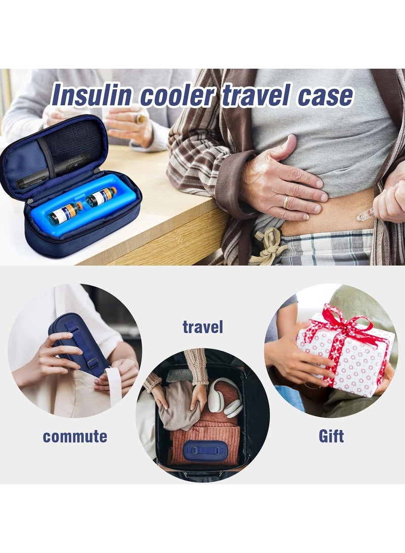 حقيبة سفر مبردة للأنسولين، حقيبة سفر لمرضى السكري لحمل أقلام الأنسولين والإبر ولوازم مرضى السكري، حقيبة صغيرة معزولة لحمل الأدوية مع كمادات ثلج معتمدة من إدارة أمن النقل (TSA) - Image 5