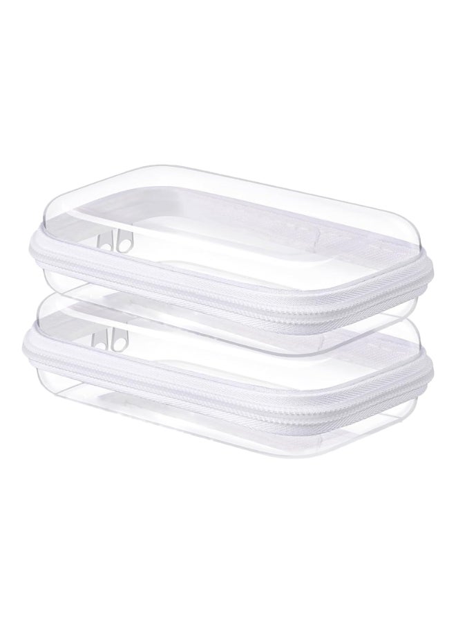 NovaHF 2PC Small Clear Hard Shell Plastic Zipper Case Double Zippers Hard Clear Zipper Used for Storing Snacks Makeup Tools and Toiletries - Image 2
