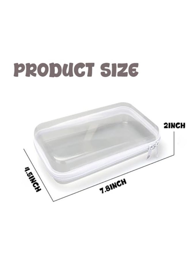 NovaHF 2PC Small Clear Hard Shell Plastic Zipper Case Double Zippers Hard Clear Zipper Used for Storing Snacks Makeup Tools and Toiletries - Image 3