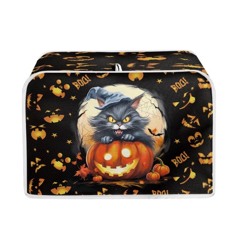 Psesaysky Cat Halloween Toaster Covers Dust Cover Kitchen Accessories Compatible with Most 2Slice Toaster Kitchen Appliance Organizer Bag Halloween Gift - Image 2