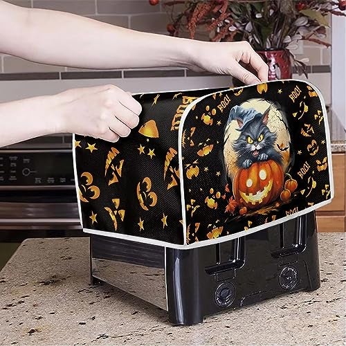 Psesaysky Cat Halloween Toaster Covers Dust Cover Kitchen Accessories Compatible with Most 2Slice Toaster Kitchen Appliance Organizer Bag Halloween Gift - Image 3
