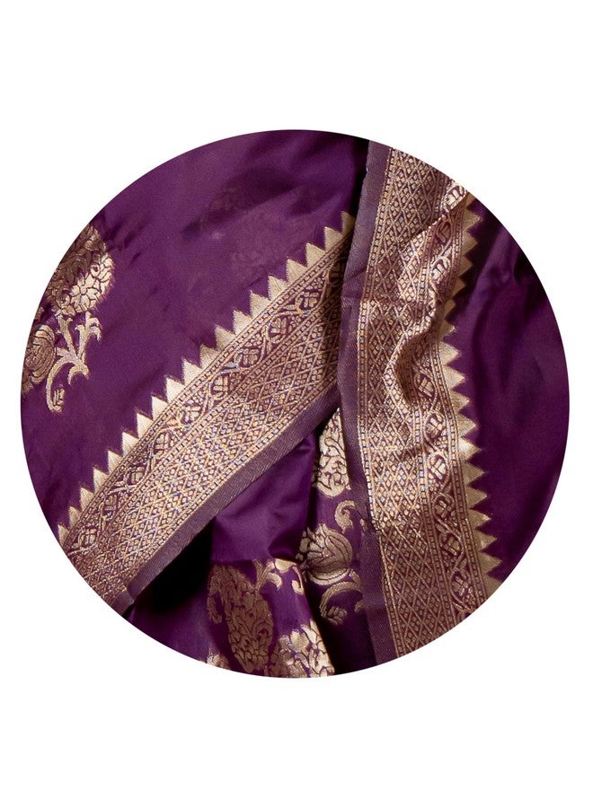 Subham Subham Women's Silk Cotton Banarasi Soft Saree with Blouse Piece | Jacquard Design Kanjivaram Sarees | Golden Zari (46051 - Dark Wine, Golden)  - Image 5