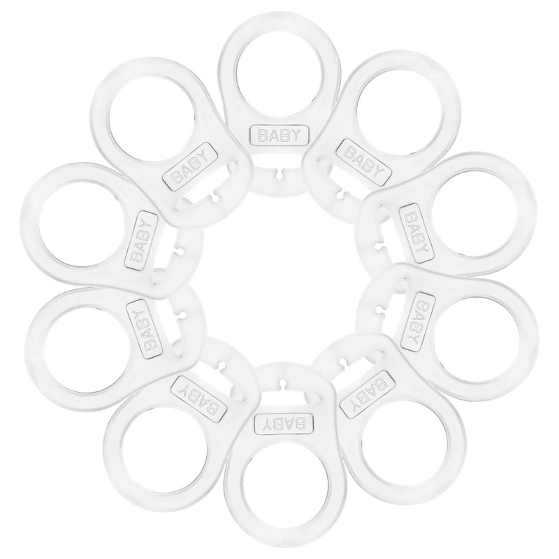 AUEAR, 10 Pack Silicone Adapter Rings Holder for Nipple Pacifier Clip Food Grade Transparent Color - Image 1