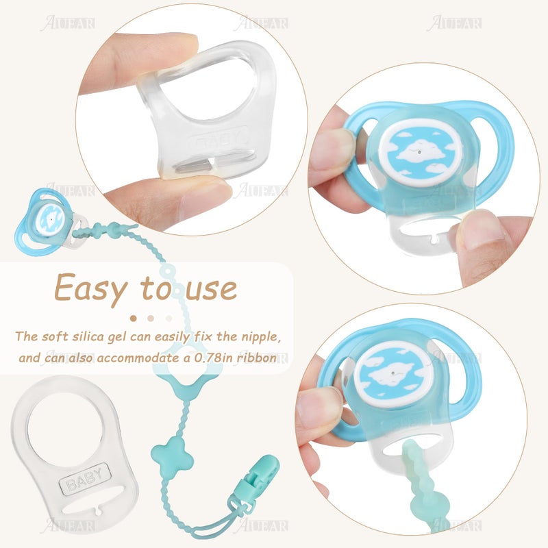 AUEAR, 10 Pack Silicone Adapter Rings Holder for Nipple Pacifier Clip Food Grade Transparent Color - Image 3