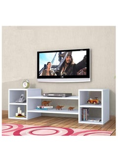 MODERN HOME Modern Matte White TV Stand – Sleek Entertainment Console with Storage, Pre-Polished Finish, Engineered Wood.  - Image 1