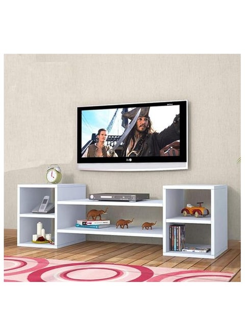 Modern Matte White TV Stand – Sleek Entertainment Console with Storage, Pre-Polished Finish, Engineered Wood.