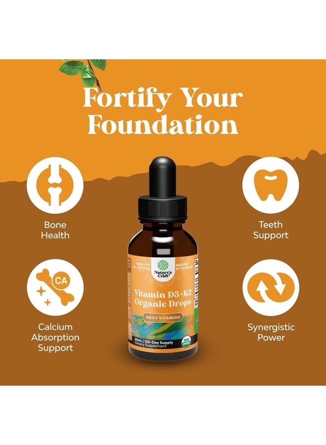 Natures Craft Organic Vitamin D3 + K2 Drops, 60 mL - Image 3