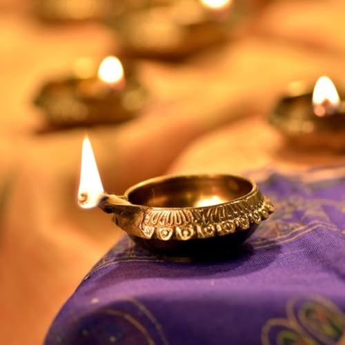 ROLIMOLI Handmade Shiny Diya Pure Pital Oil Lamp Set of 12 Kuber Lamps for Puja and Home Decor (Brass, 2.5 inch, Golden) - Image 4