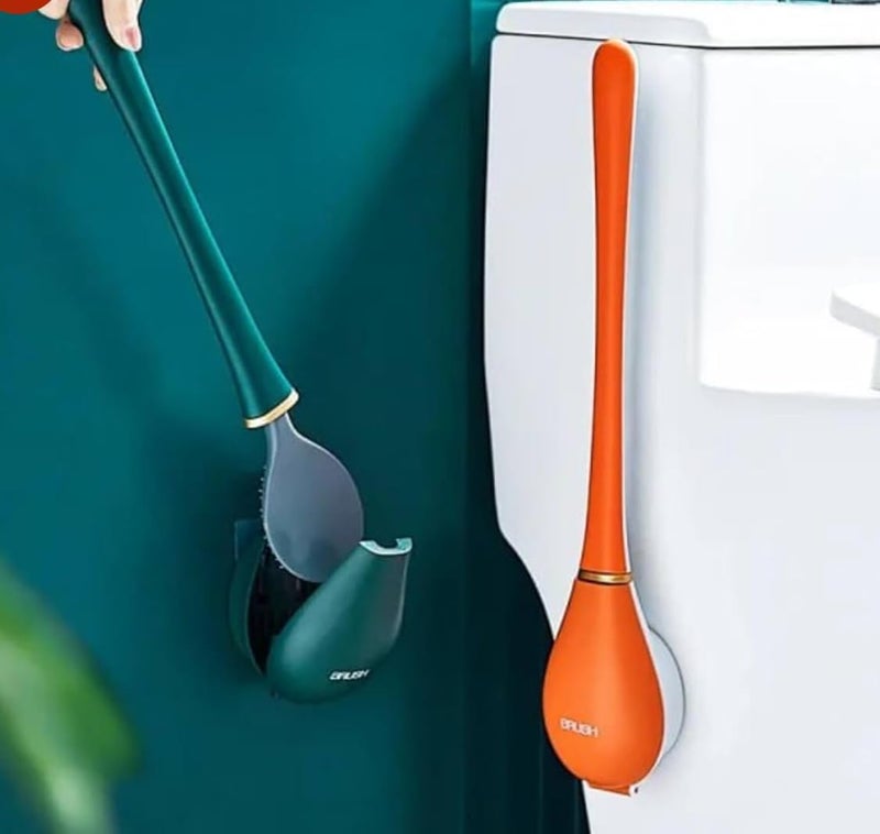 KESRINPLUS Compact Silicone Toilet Brush for Wall Mount - Bathroom Cleaning Set (1 Count, Multicolor) - Image 1
