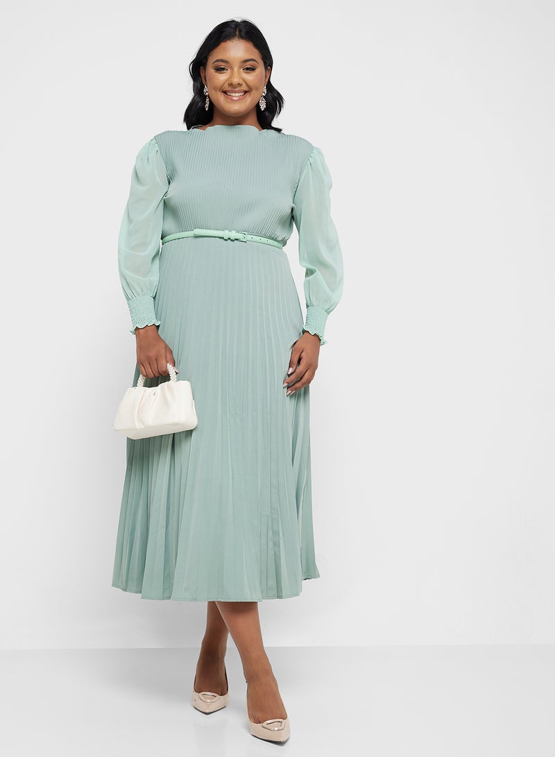 Ella Plus Pleated Chiffon Dress - Image 1