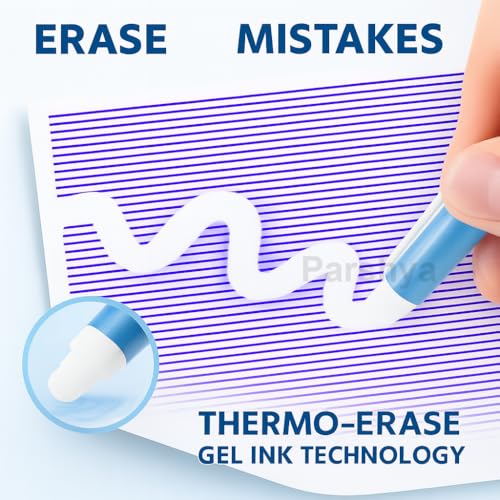Parshya Princess Pink Dream Erasable Gel Pens Set of 12 | 0.5 mm Fine Tip Blue Ink | Heat Erase Technology | Cute Stationery for Kids Students School Exams - Image 4