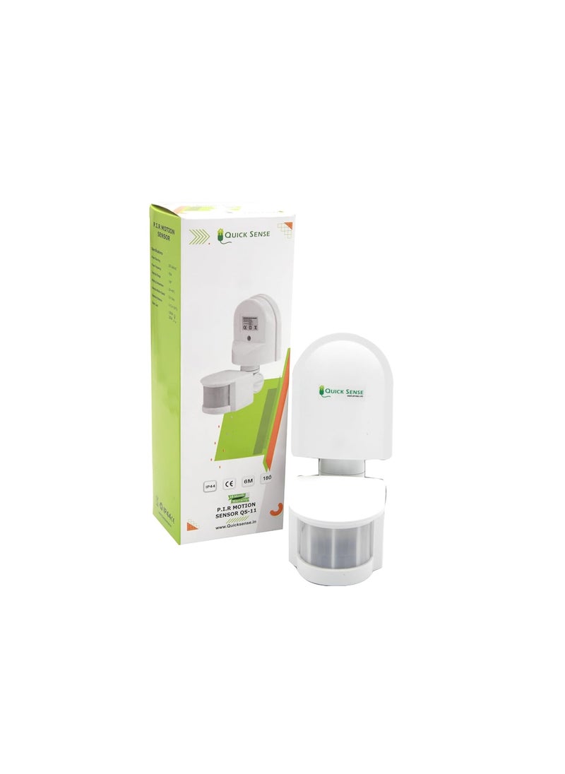 Quick Sense Quick Sense Qs11 180 WallMount LUX Time Sensitivity Adjustment Automatic 220V PIR Energy Saving Light and Motion Sensor Switch White  - Image 1