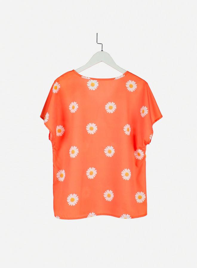 Take Two Floral Print V Neck Short Sleeve Top - Image 2