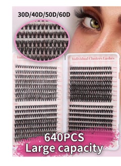 640 Pieces False Eyelashes,Cluster Eyelash Extensions D Curl Volume  False Eyelashes (30D+40D+50D+60D)