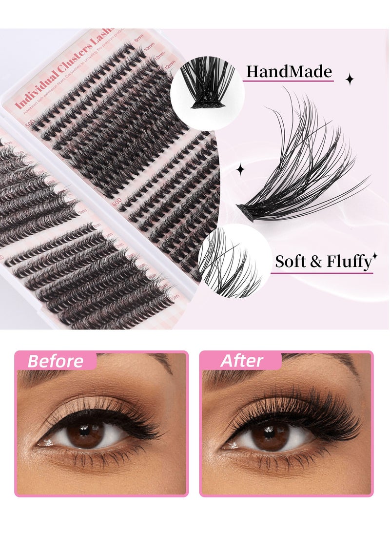 KIIUMI - 640 Pieces False Eyelashes,Cluster Eyelash Extensions D Curl Volume  False Eyelashes (30D+40D+50D+60D) - Image 1