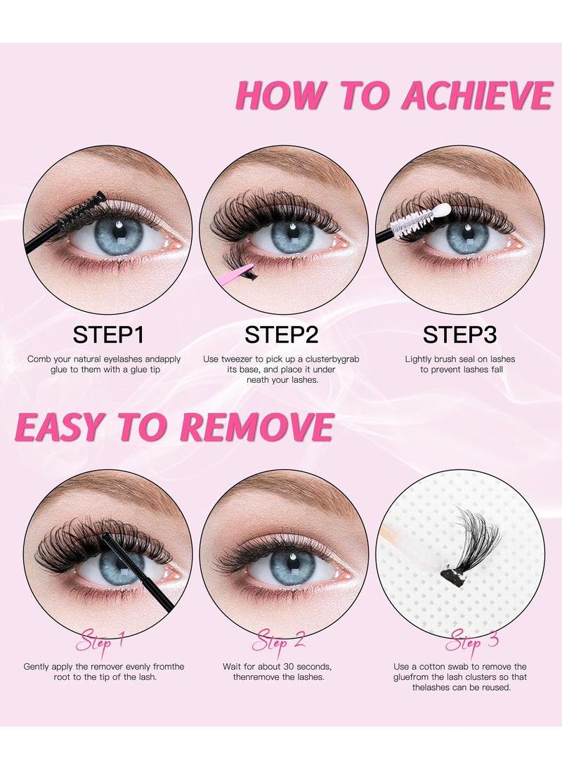 KIIUMI - 640 Pieces False Eyelashes,Cluster Eyelash Extensions D Curl Volume  False Eyelashes (30D+40D+50D+60D) - Image 1