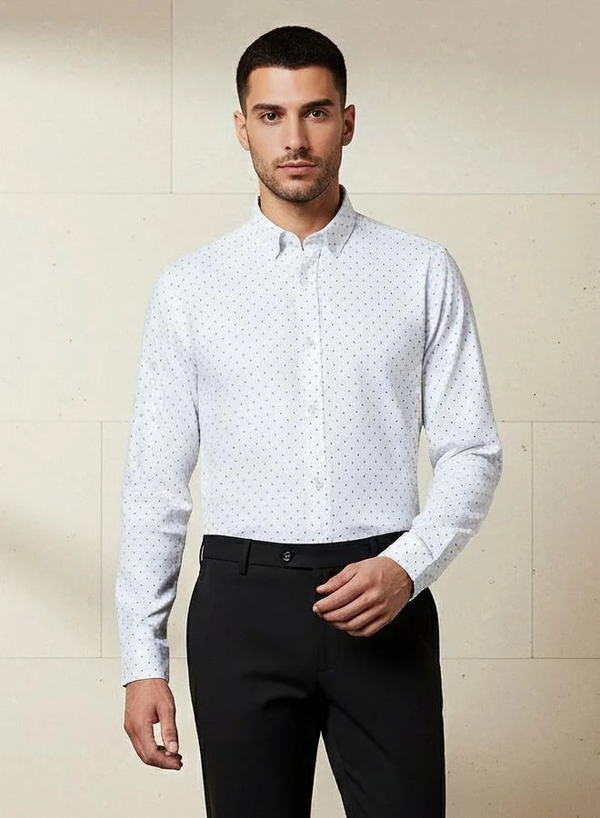 Splash FAV Men Slim Fit Collared Printed Long Sleeve Shirt