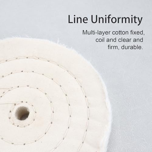 SCOTTCHEN Cotton Buffing Wheel 6 inch Extra Thick Spiral Sewn Polishing Pad for Bench Grinder Tool with 1/2" Arbor Hole(70 Ply) 1PCS - Image 3