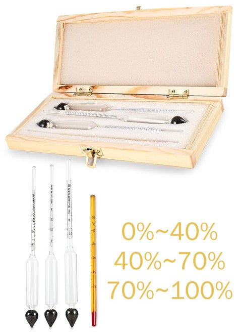 Hydrometer Alcoholmeter ABV Test Kit for Homebrew Including Thermometer and Storage Case