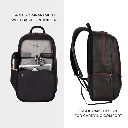 Gear Classic Anti Theft Faux Leather 18 inch 48 cms Brown Laptop Backpack (LBPCLSLTH0201) - Image 4