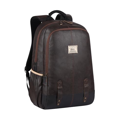 Gear Classic Anti Theft Faux Leather 18 inch 48 cms Brown Laptop Backpack (LBPCLSLTH0201) - Image 1