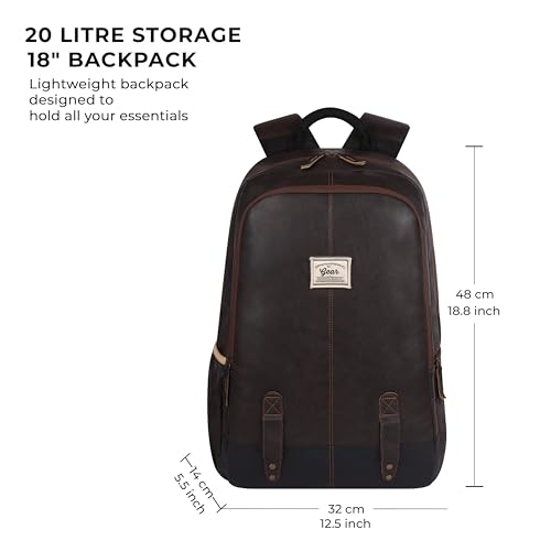 Gear Classic Anti Theft Faux Leather 18 inch 48 cms Brown Laptop Backpack (LBPCLSLTH0201) - Image 2