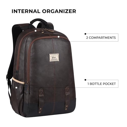 Gear Classic Anti Theft Faux Leather 18 inch 48 cms Brown Laptop Backpack (LBPCLSLTH0201) - Image 3