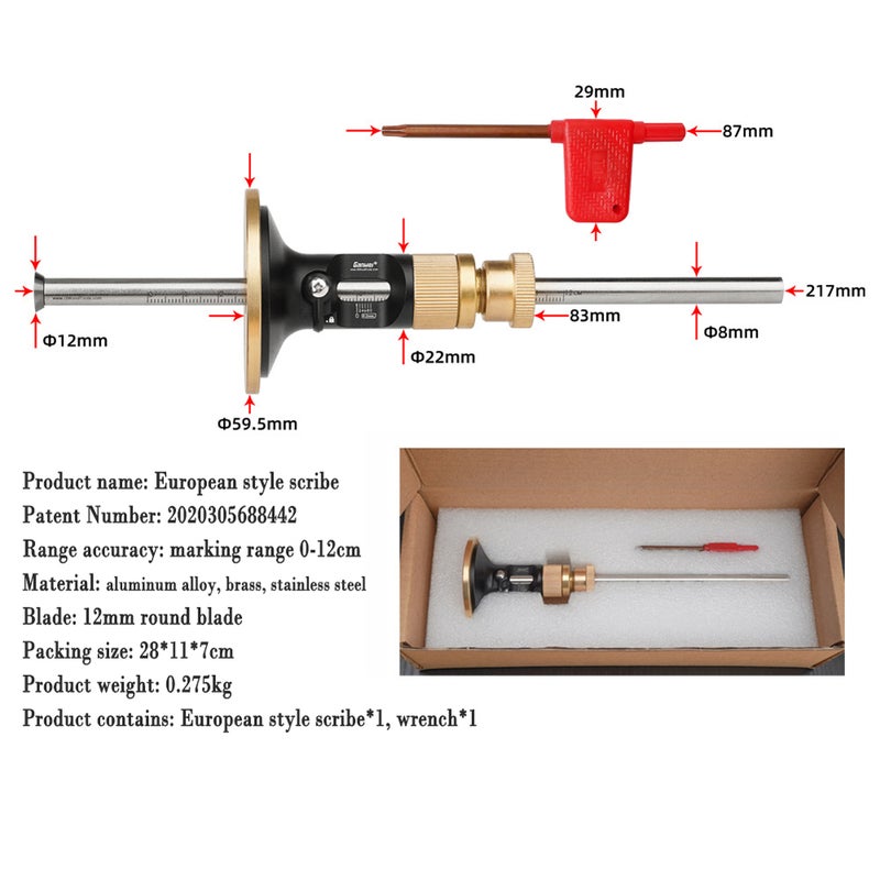 Ganwei Wheel Marking Gauge Woodworking Marking Scriber Kit Aluminium Alloy Wood Marking Tools Wood Scribe Tool Marking Gauges for Woodworking Wood Marking 0-120mm - Image 3