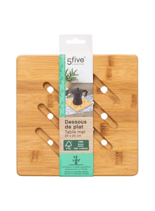 حامل ماكينة تحضير قواعد لطاولة السفرة مربع الشكل من الخيزران متين اللون البني أبعاد 20 × 20 سم . 179723 - Image 3