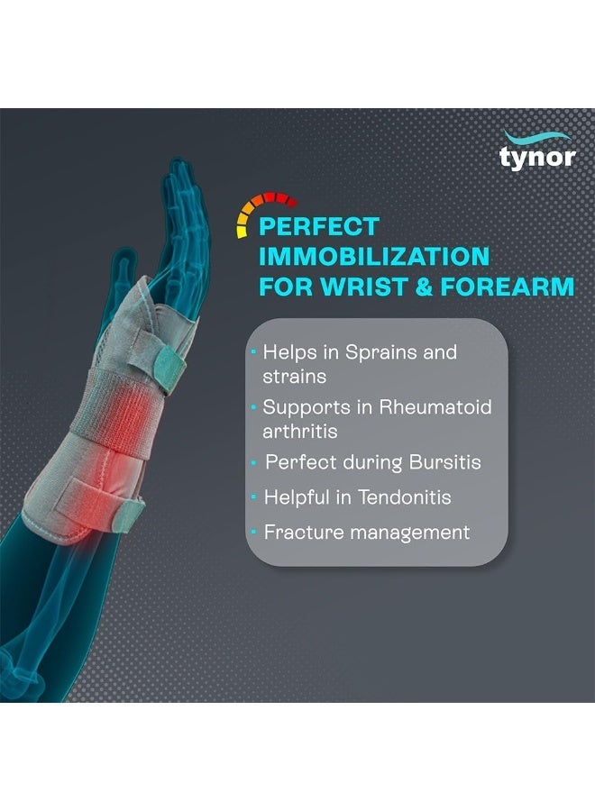 TYNOR Wrist & Forearm Splint, Grey, Left, Medium, 1 Unit - Image 4