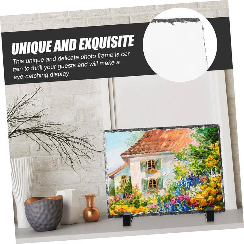 GALPADA Sublimation Photo Plaque Slate Stone Photo Frame 14x19.5cm Glossy Finish Blank Heat Transfer Picture Frame for DIY Home Décor - Image 5