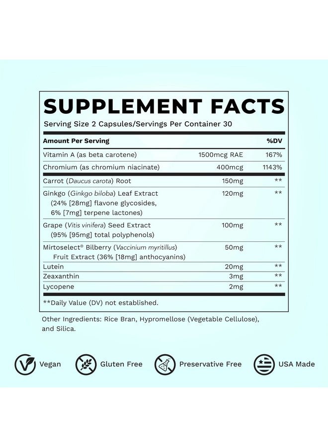 LifeSeasons Visibili-T - Vitamin Supplement for Eye Health & Vision Support - Carrot Root, Chromium, Bilberry, Ginkgo Biloba, Grape Seed Extract, Lycopene, Vitamin A, Lutein & Zeaxanthin - 60 Capsules - Image 3